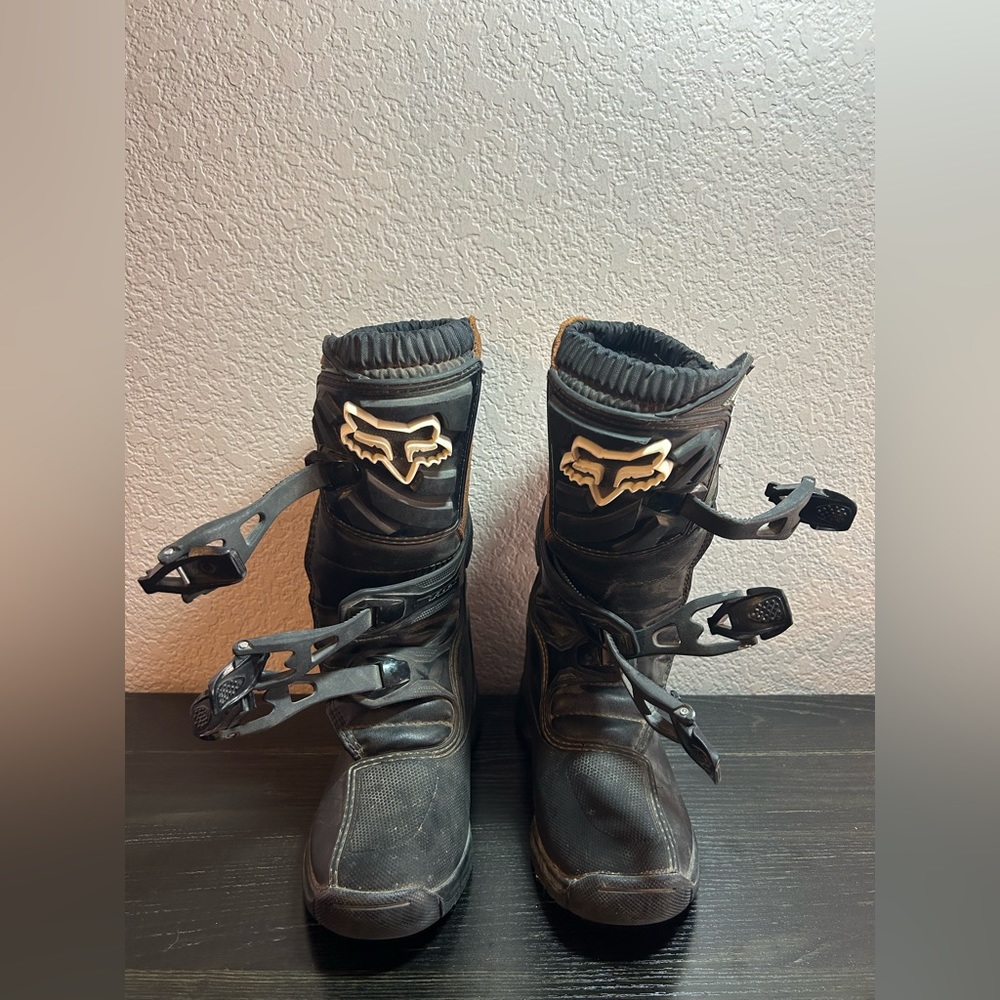 FOX COMP 3 Motorcycle Motocross Racing Boots Black Brown Suede US Youth Y3 97275
